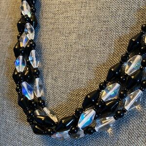 Vintage Black/Aurora Lucite Bead Necklace
